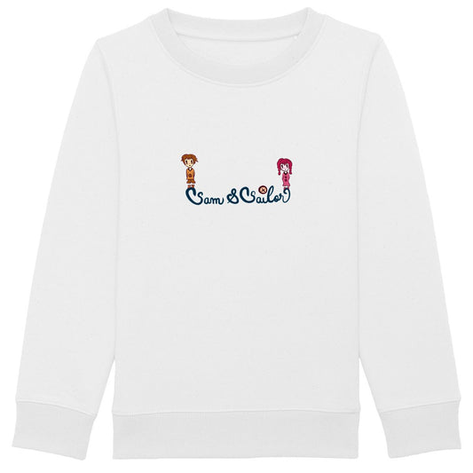 Sweat enfant "Sam & Sailor" blanc - Textiles Bio et recyclés