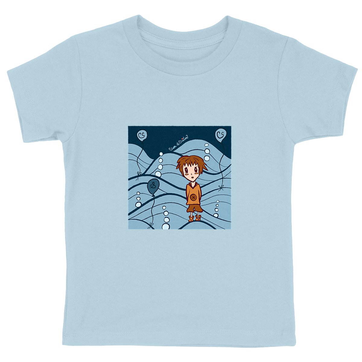 Tee-shirt enfant "Petit Sam bleu" océan - Coton Bio